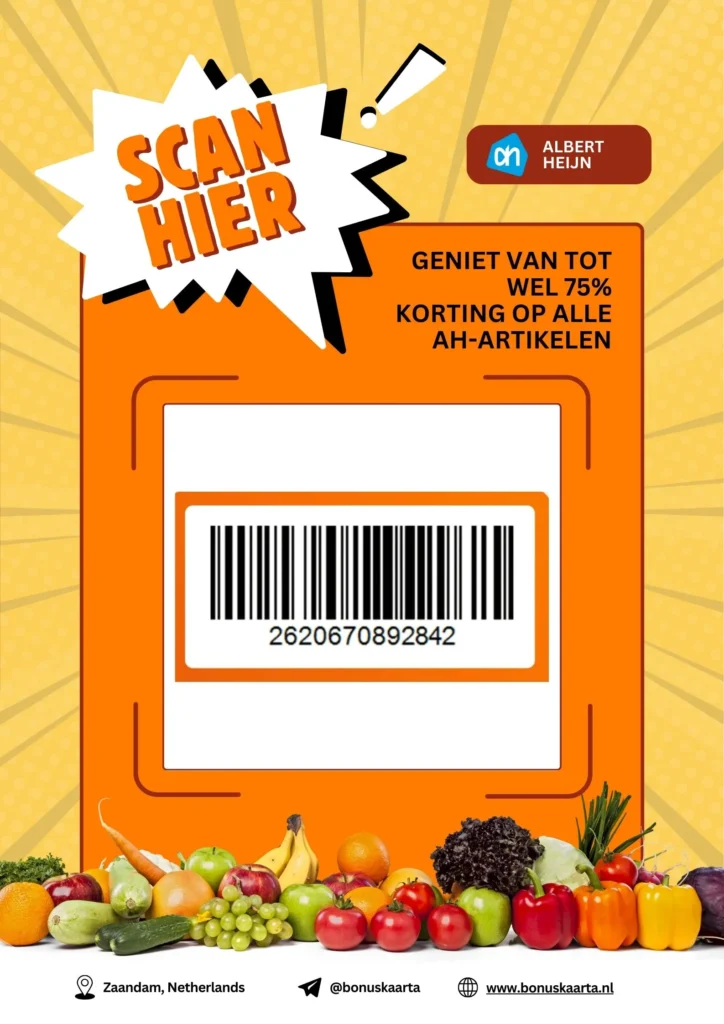 Digitale Bonuskaart AH met streepjescode om te scannen bij Albert Heijn